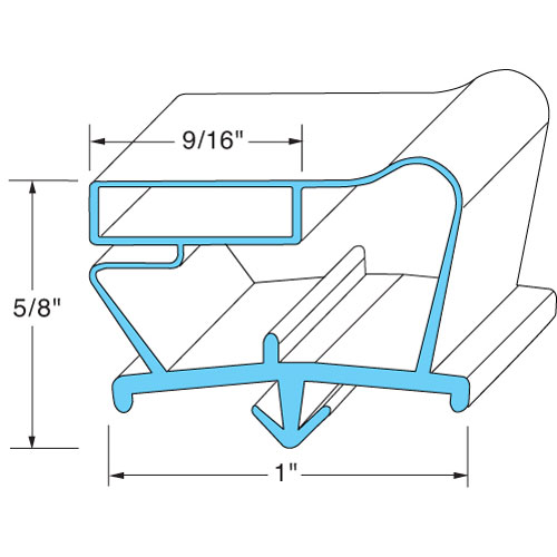 Beverage Air 703-963D-04 Grey Door Gasket, 23-1/8" X 62-3/4", 9/16" MAG