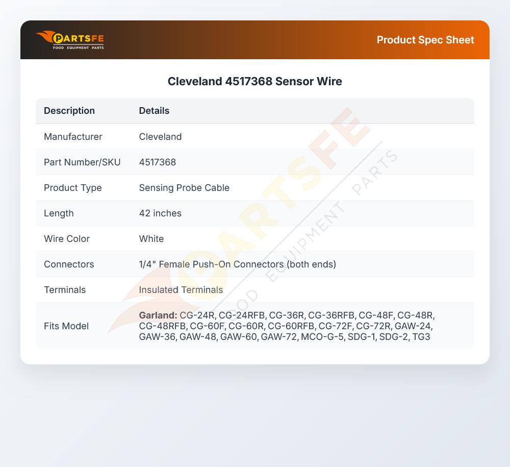 Cleveland 4517368 Sensor Wire