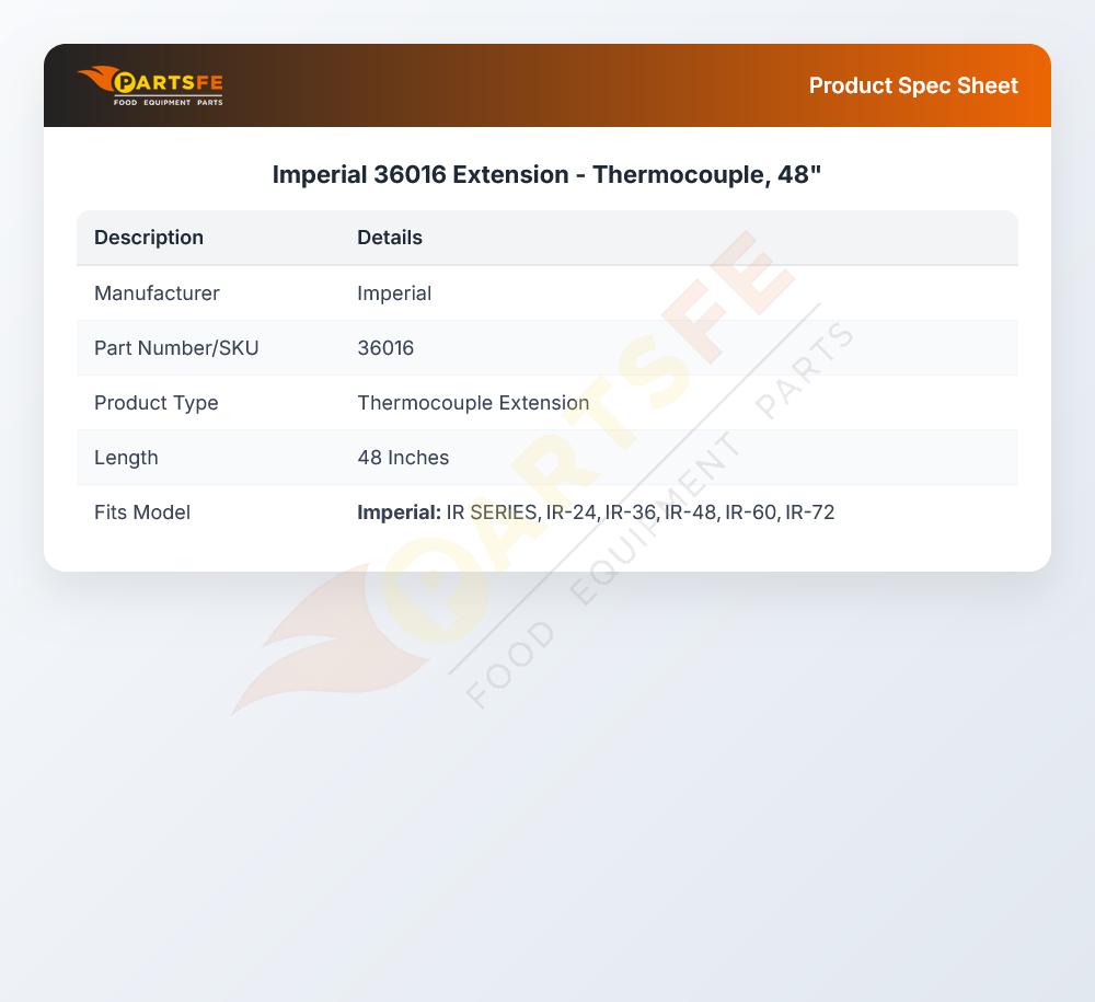 Imperial 36016 Thermocouple Extension End 48"