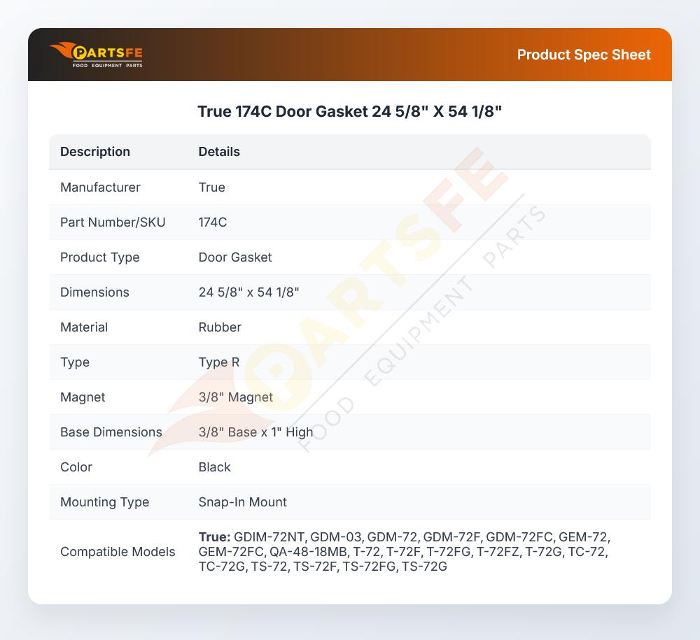 True 174C Door Gasket 24 5/8" X 54 1/8"