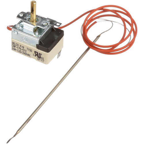 Cadco 60019TH Oven Thermostat W/ 1/8" X 9" Bulb D-Stem T150
