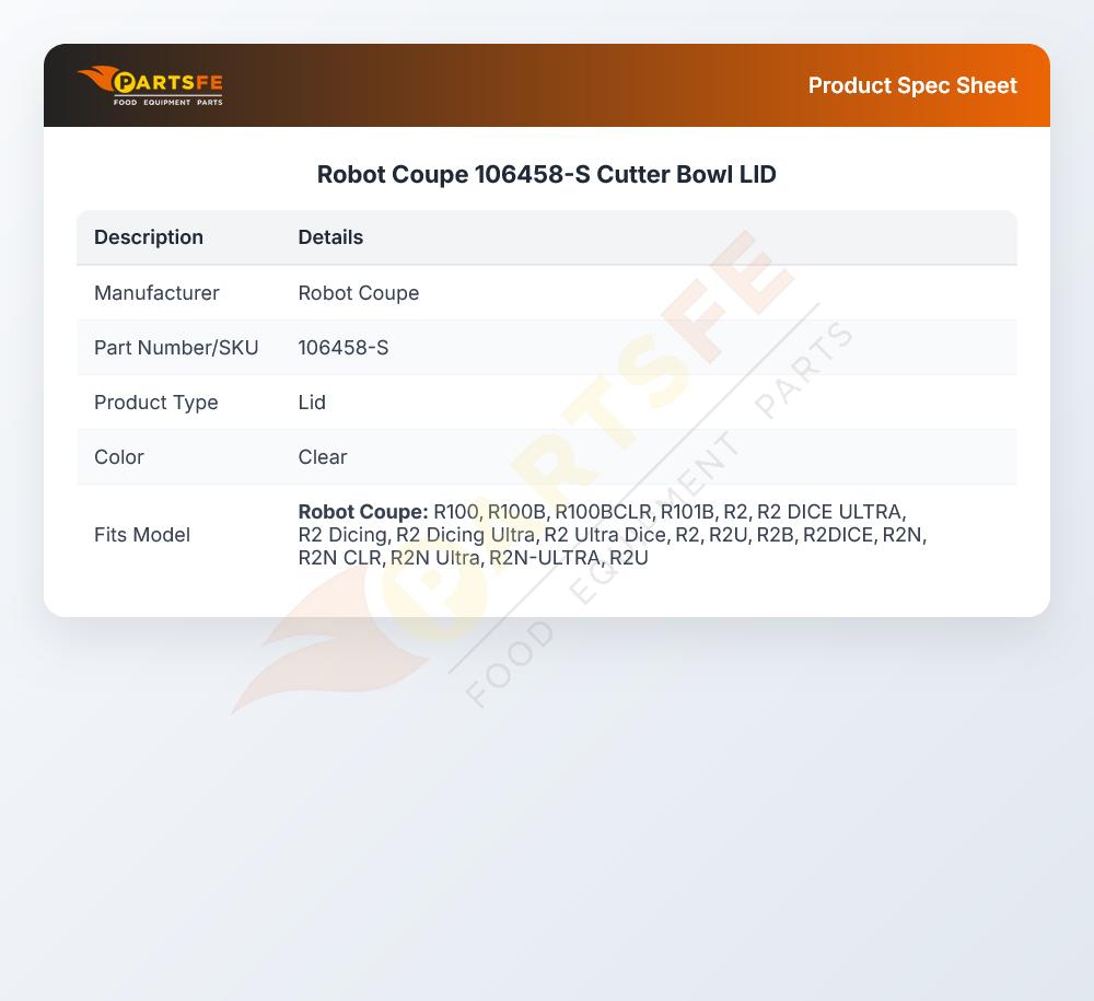 Robot Coupe 106458-S Cutter Bowl LID