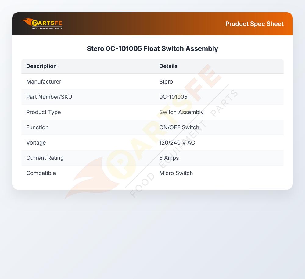 Stero 0C-101005 Float Switch Assembly