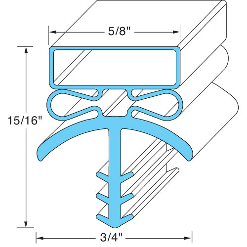 Bally 016546  Refrigerator Magnetic Door Gasket Gray 35-5/8" X 77-3/4"