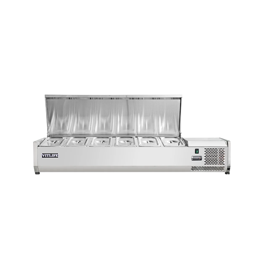 VITLIFE Commercial VVRX2000/380G 9-Pan Refrigerated Countertop Condiment Station