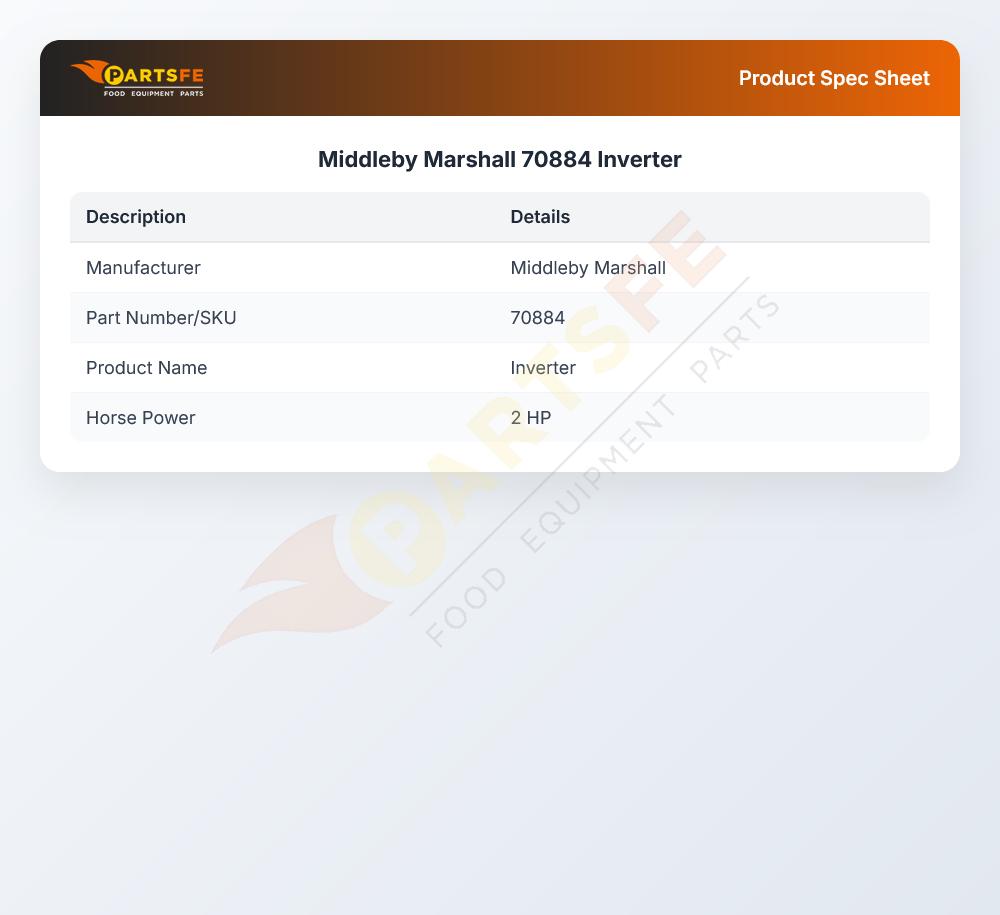 Middleby Marshall 70884 Gas Oven Inverter