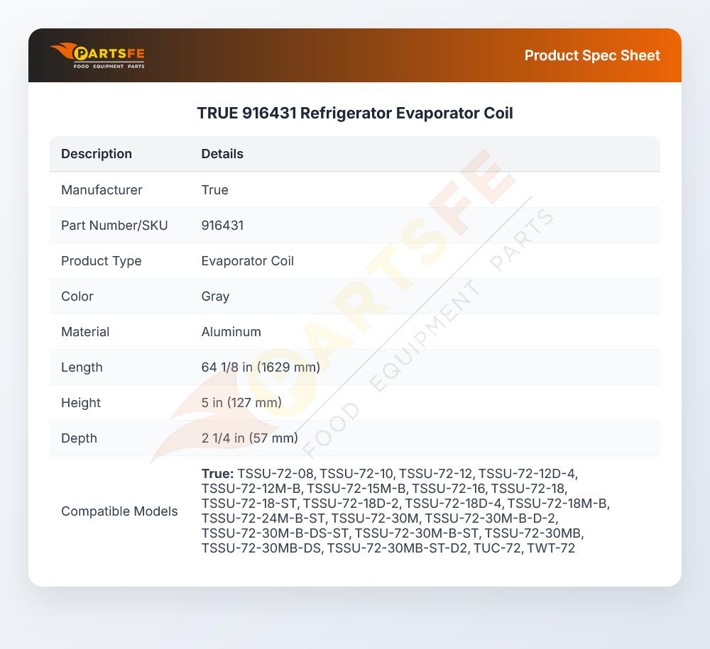 TRUE 916431 Refrigerator Evaporator Coil