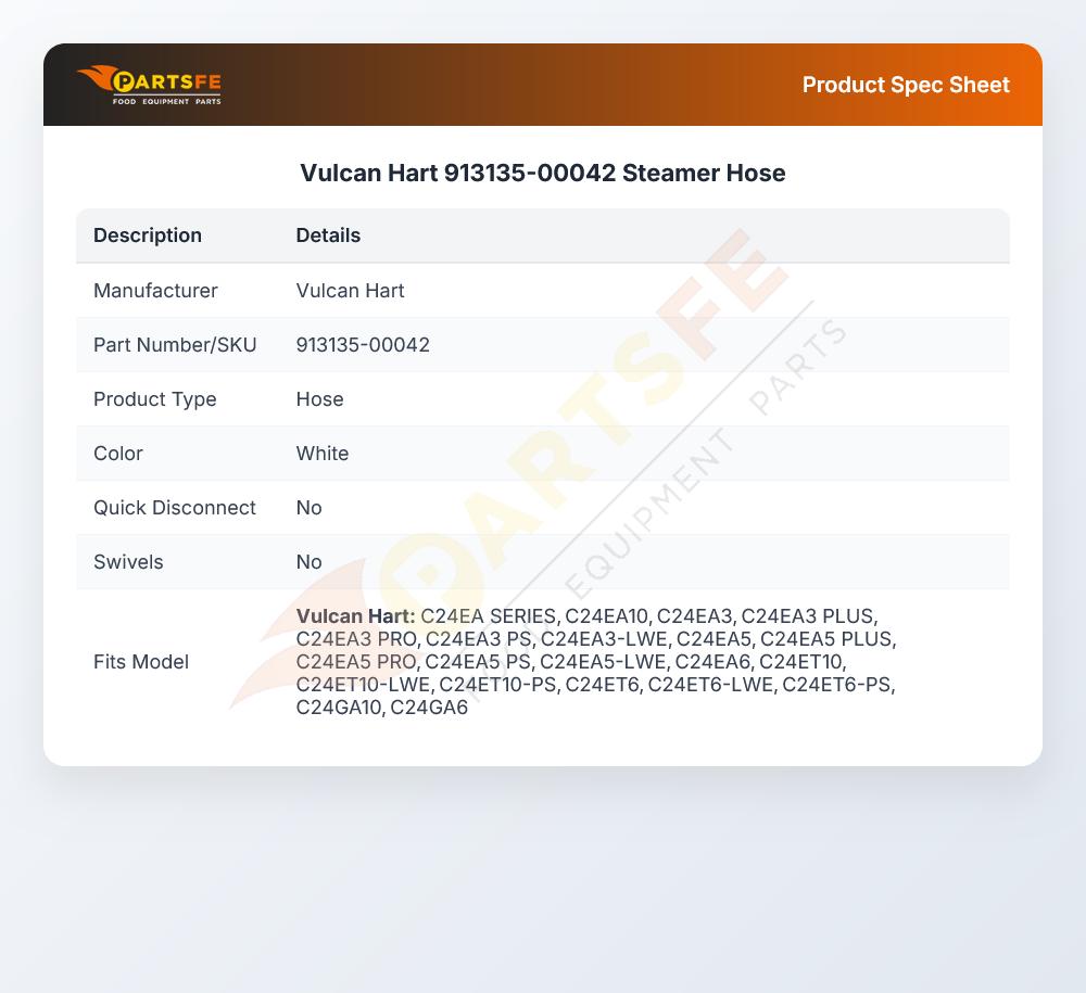 Vulcan Hart 913135-00042 Steamer Hose