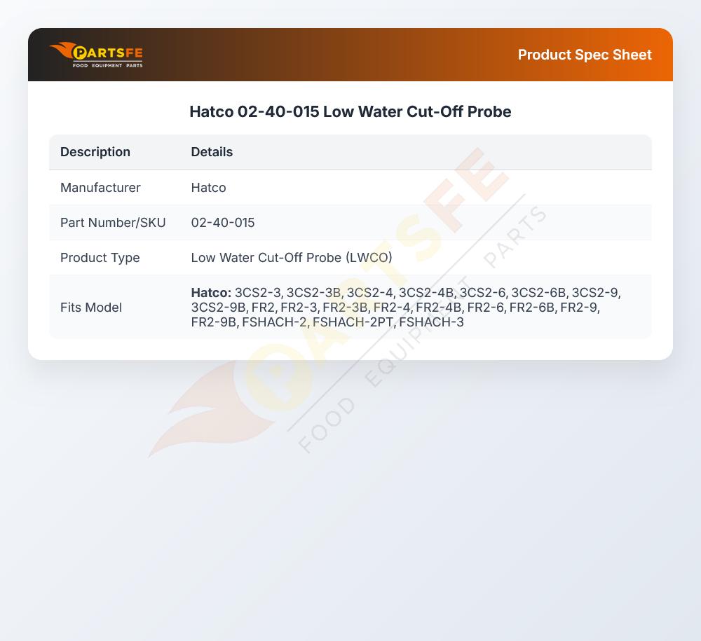 Hatco 02-40-015 Low Water Cut-Off Probe