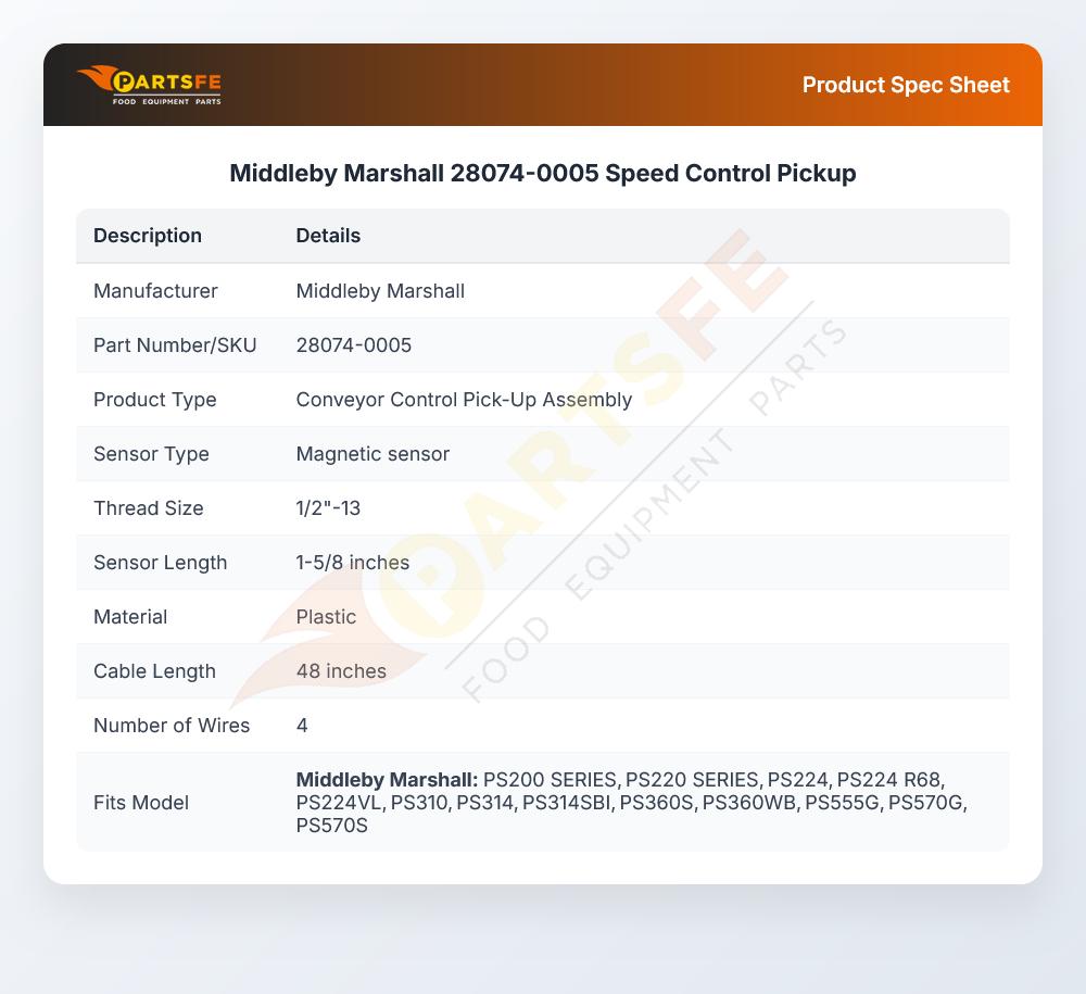 Middleby Marshall 28074-0005 Oven Conveyor Speed Control Pickup Assembly