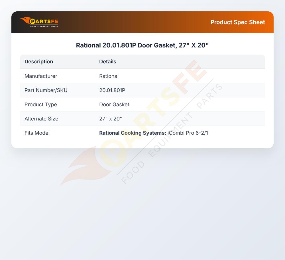 Rational 20.01.801P Door Gasket 27" X 20"