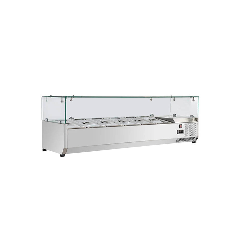 VITLIFE Commercial VVRX2000/380G 9-Pan Refrigerated Countertop Condiment Station