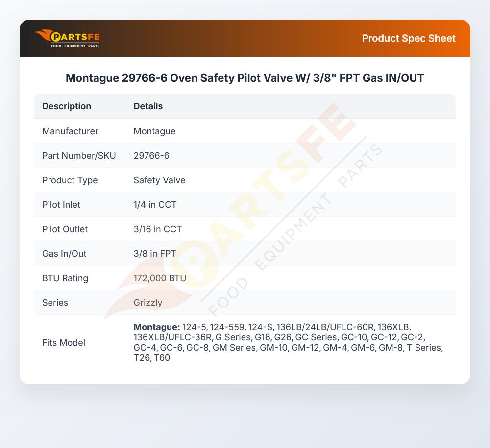 Montague 29766-6 Range Safety Valve