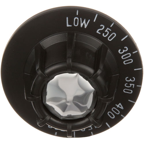 Montague MON1977-1 Flat Down Thermostat Knob For Oven Dial, 2-1/2" DIA, LOW-250-500F, Mount .290", Position Flat at 260F