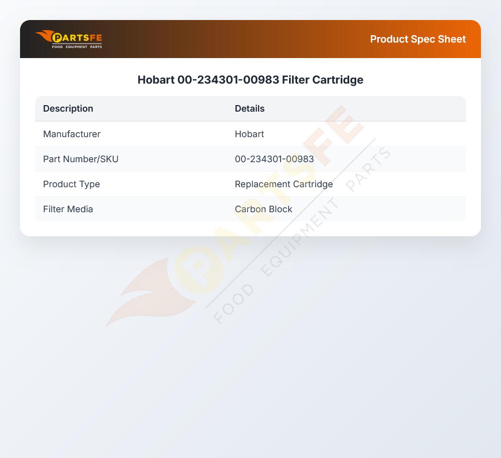 Hobart 00-234301-00983 Filter Cartridge