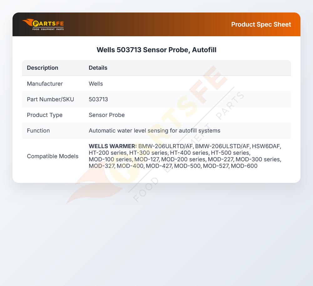 Wells 503713 Sensor Probe, Autofill