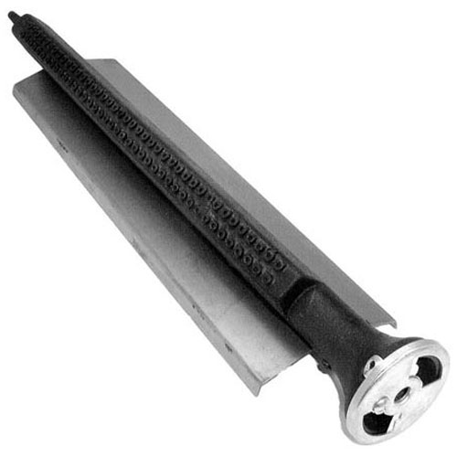 Hobart 00-700871-00004 Broiler Burner W/shield Deflector & Air Shutter 16-1/2" X 4-3/8" Shield Opening 2.408" Air Shutter W/7/16" Hole