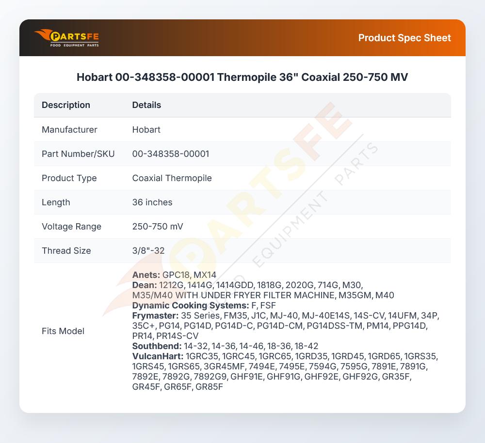 Hobart 00-348358-00001 Thermopile