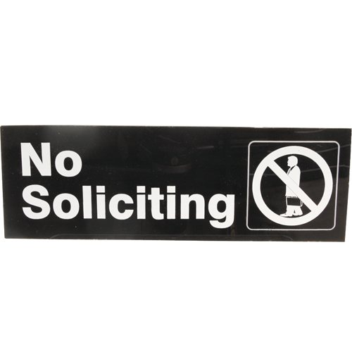 Traex 4527 No Soliciting Sign Black 3" X 9"