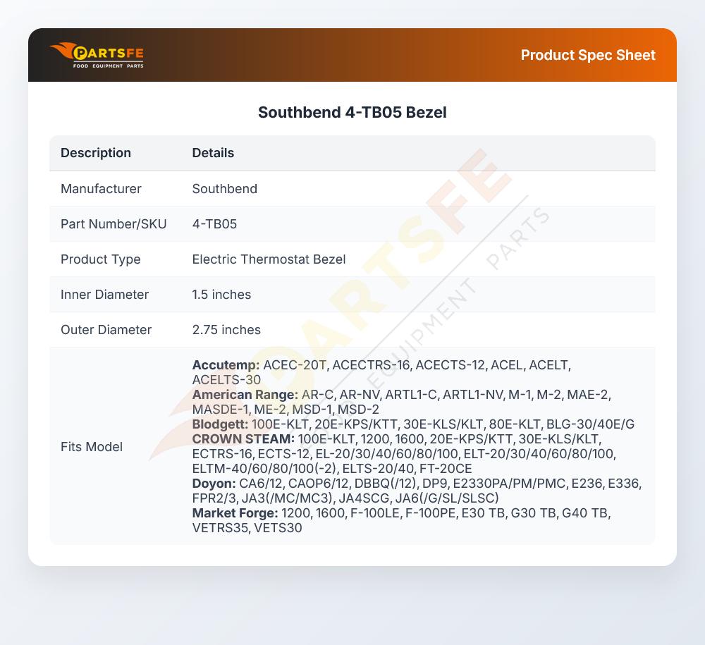 Southbend 4-TB05 Bezel