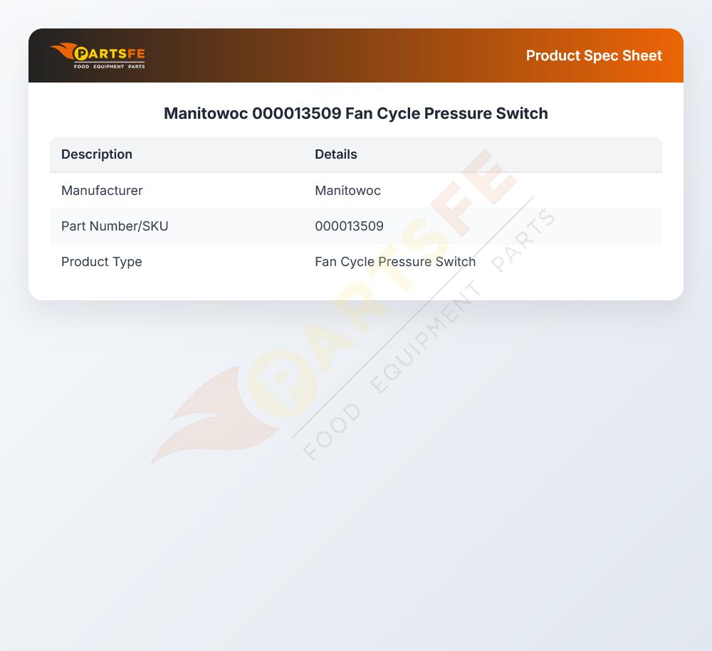 Manitowoc 000013509 Pressure Switch FCC No 225/275