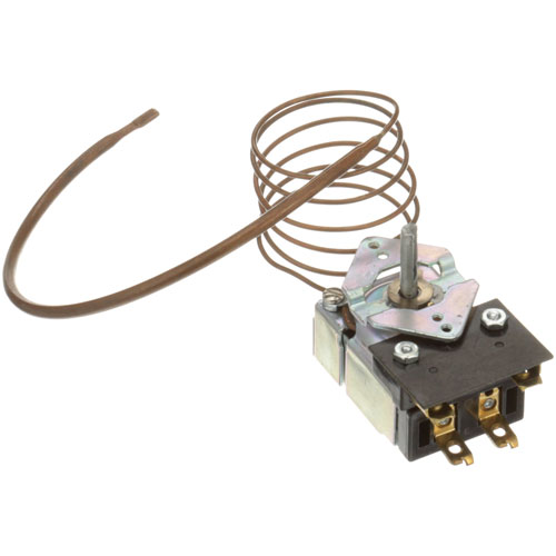Wells 2T46269 Thermostat W/Auxiliary Switch 100-493&deg;F 3/16" X 12" Curved Bulb 36" CAP W/0.187" D-Stem Flat Up KA