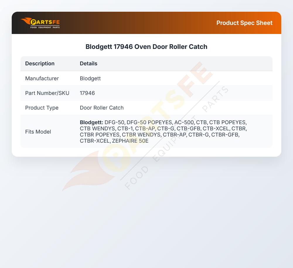 Blodgett 17946 Oven Door Roller Catch