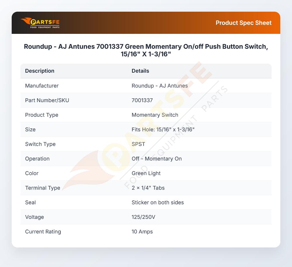 Roundup - AJ Antunes 7001337 Momentary Switch