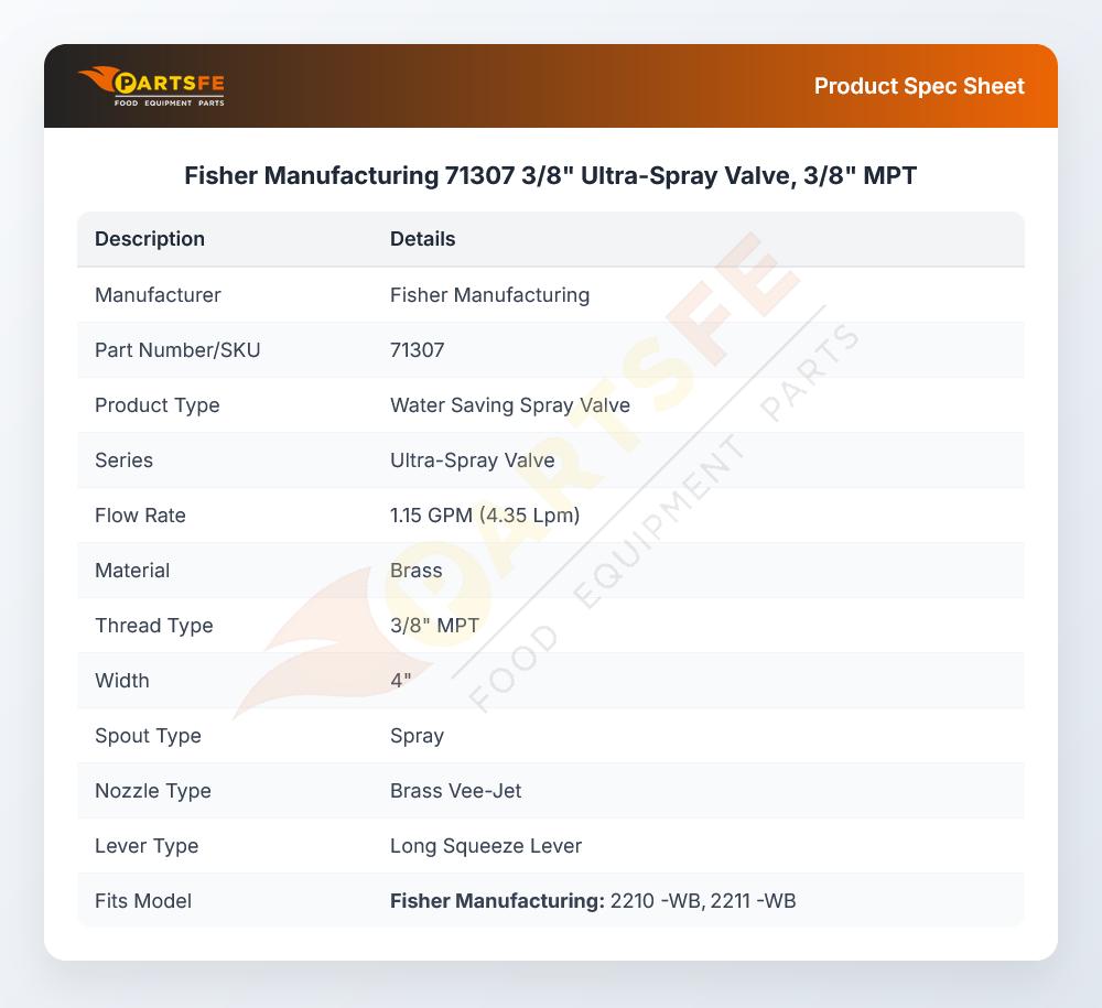 Fisher Manufacturing 71307 3/8" Ultra-Spray Valve, 3/8" MPT
