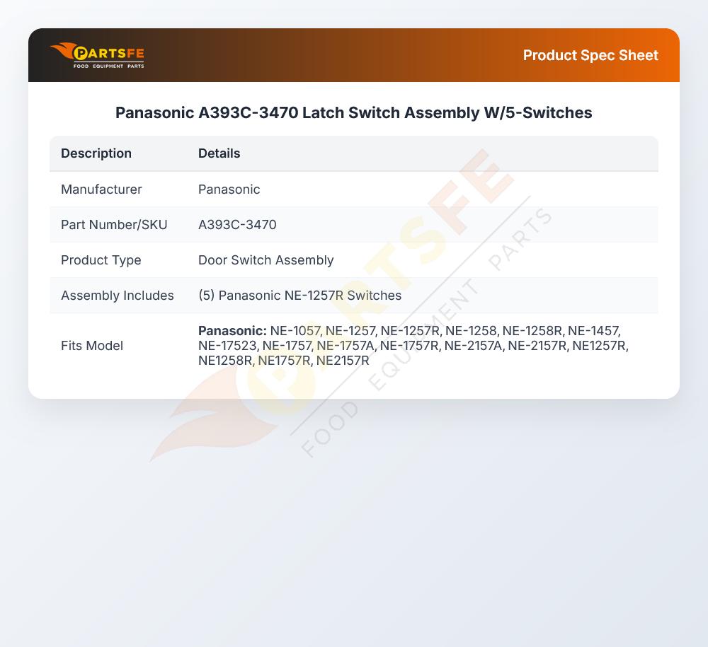 Panasonic A393C-3470 Latch Switch Assembly W/5-Switches