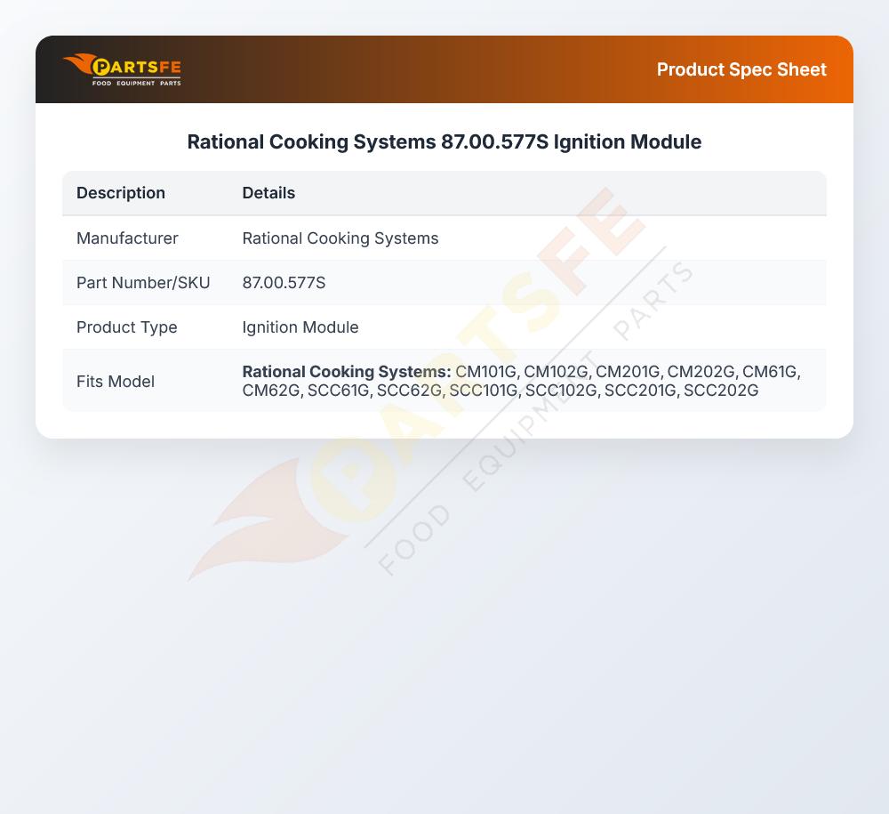 Rational Cooking Systems 87.00.577S Ignition Module
