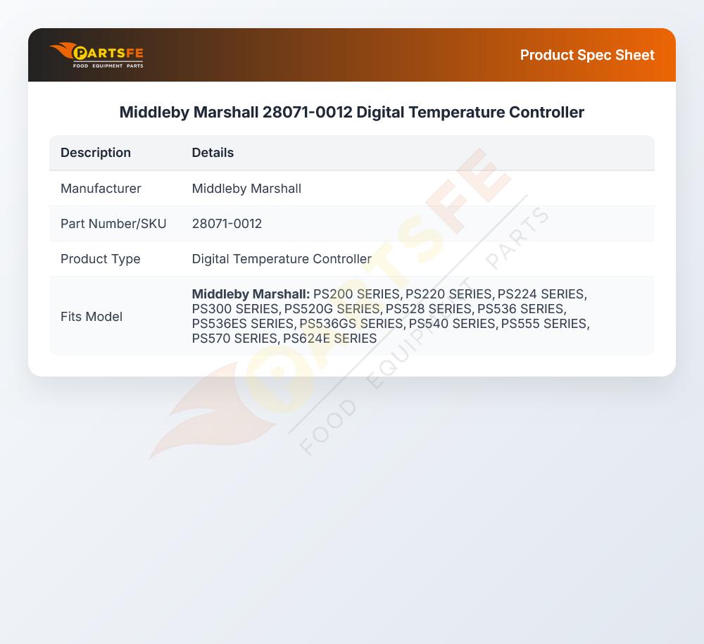 Middleby Marshall 28071-0012 Digital Temperature Controller