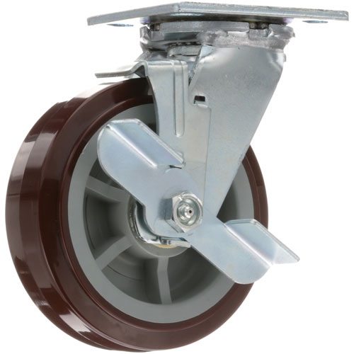 Carter Hoffmann 18301-6215 Swivel Plate Caster W/Brake 6" Red