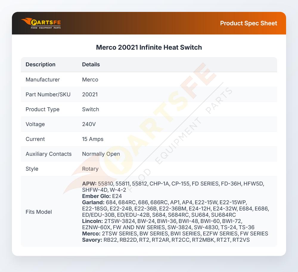 Merco 20021 Infinite Heat Switch