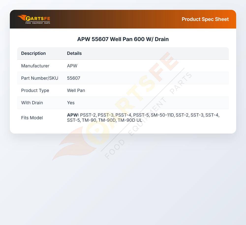 APW 55607 Well Pan W/Drain 600