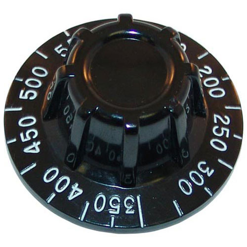 Hobart 113614-1 Oven Flat Down Thermostat Knob 2-1/2" DIA, 150-550F, Mount .290", Position 4 Way