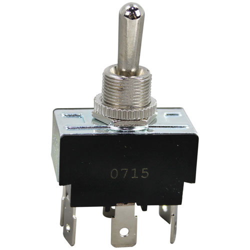 004324 20A/125-277V DPDT Toggle Switch W/ 1/2" Hole, Black/Silver