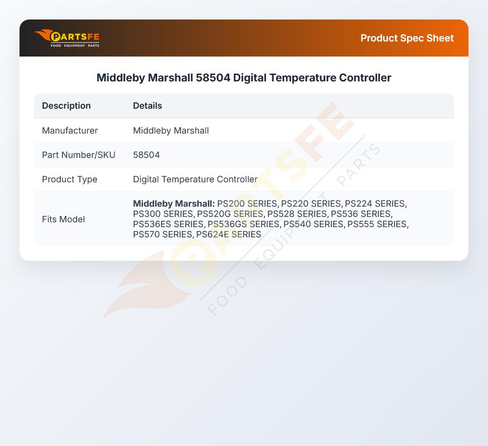 Middleby Marshall 58504 Digital Temperature Controller
