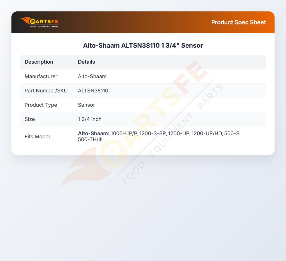 Alto-Shaam ALTSN38110 Temperature Sensor 1-3/4" 110W 100 OHM