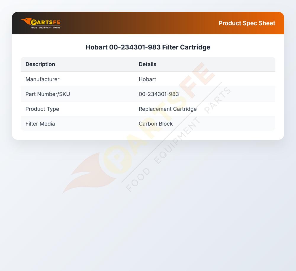 Hobart 00-234301-983 Filter Cartridge