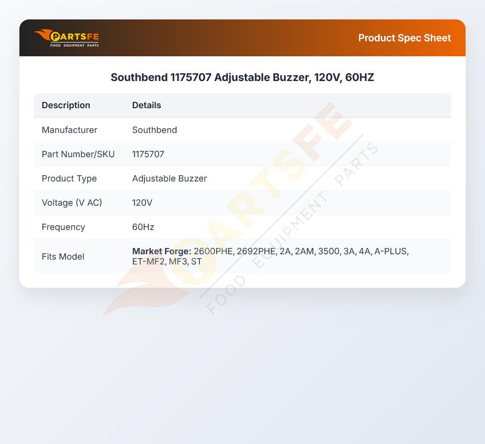 Southbend 1175707 Adjustable Buzzer, 120V, 60HZ