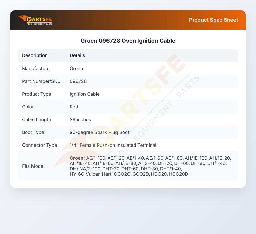 Groen 096728 Oven Ignition Cable