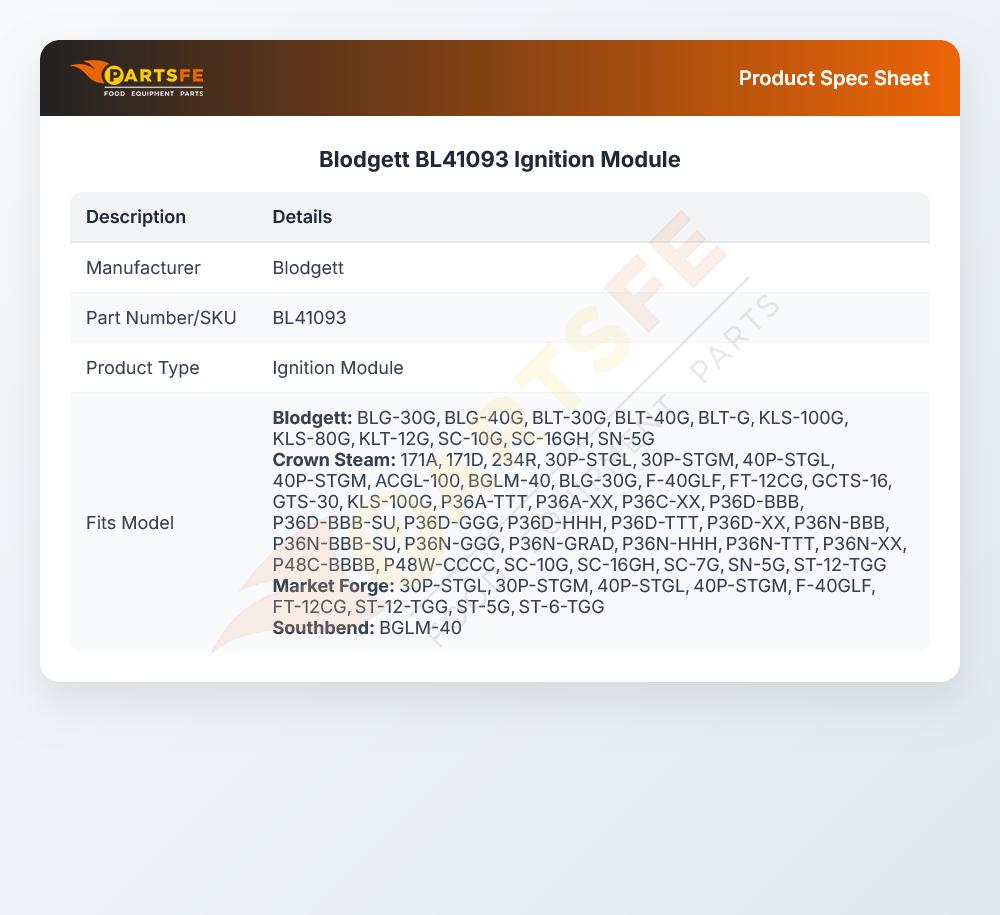 Blodgett BL41093 Ignition Module