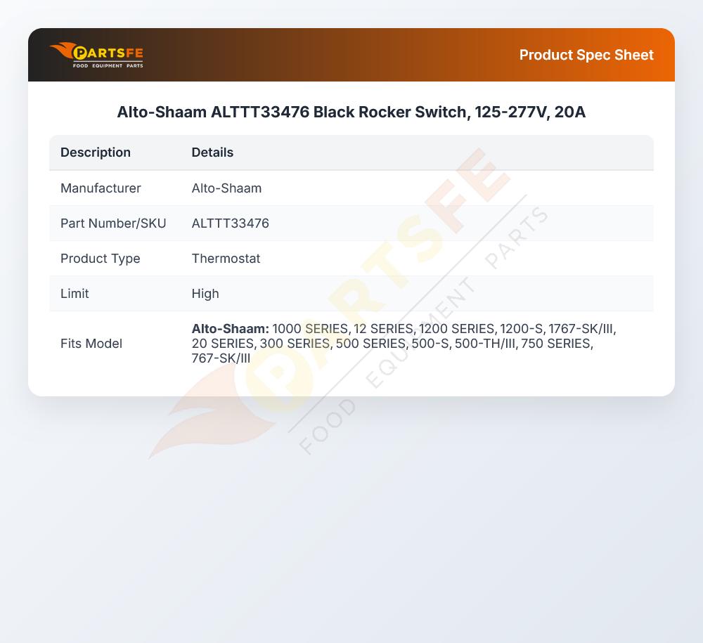 Alto-Shaam ALTTT33476 High-Limit Thermostat 16A DPST