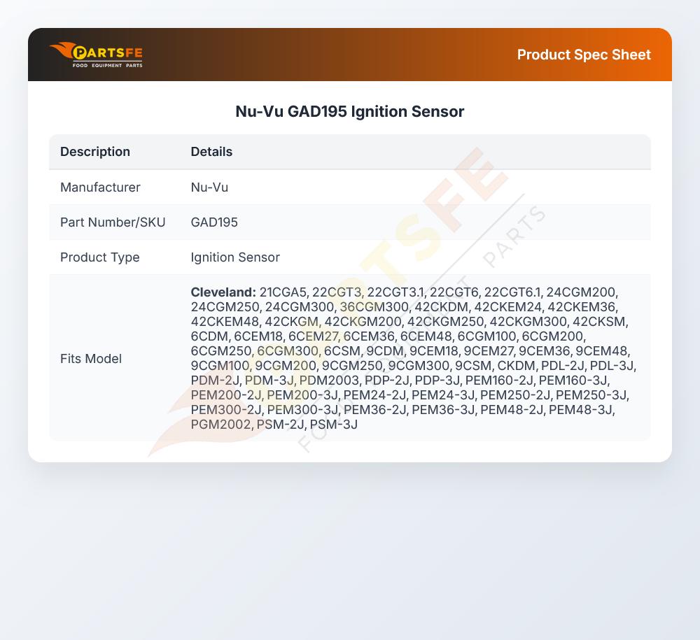 Nu-Vu GAD195 Ignition Sensor